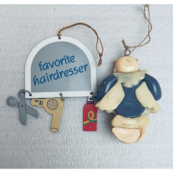 Christmas Ornaments My Favorite Hairdresser Funny Unique Lot of Two - Picture 2 of 5